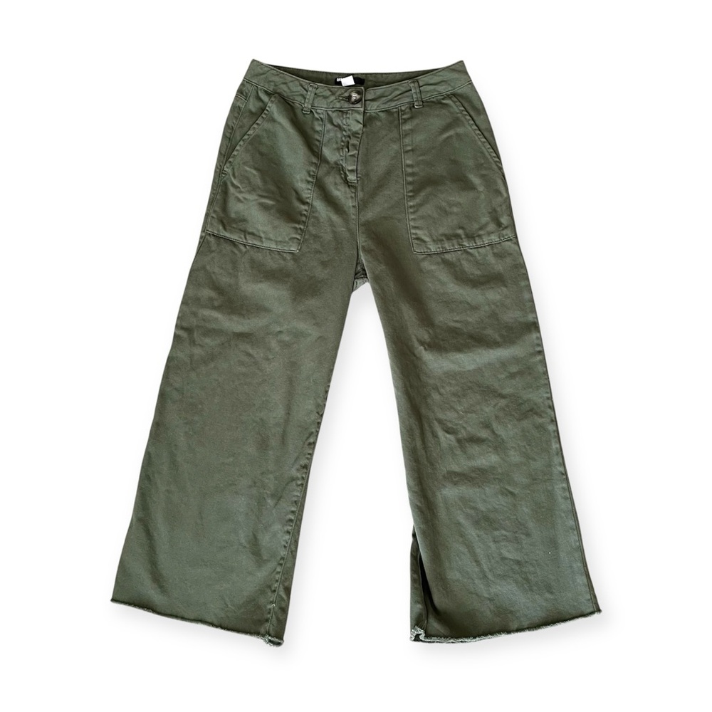 BDG Urban Outfitters Women's Olive Green Wide Leg Cropped Twill Pants Size M (6)